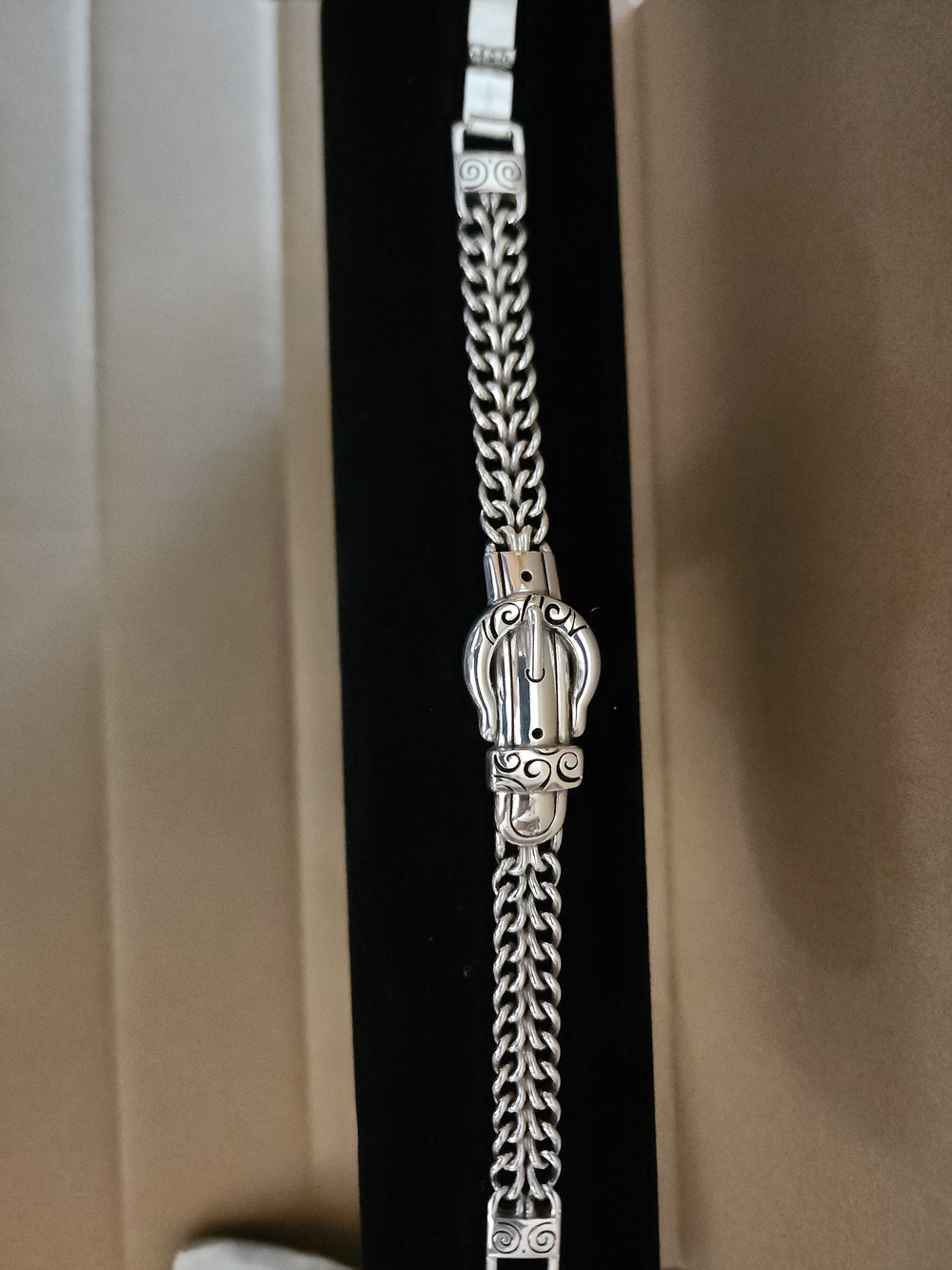 Brighton Silver Tone Buckle Bracelet - Intricate Scroll Design - Picture 5 of 7
